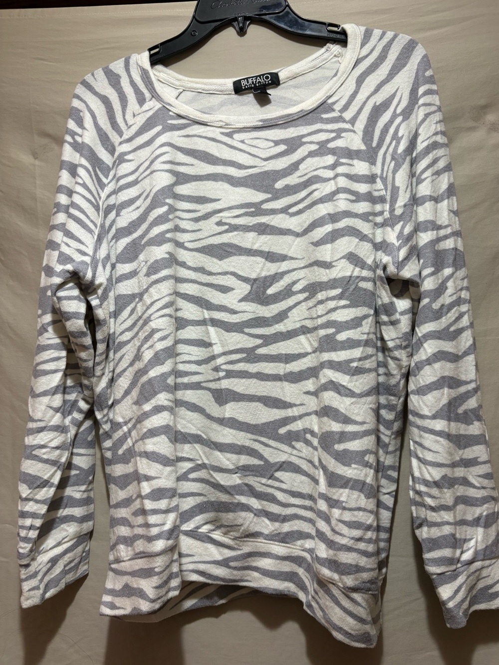 Buffalo David Bitton Cream and Light Gray Knit Crewneck